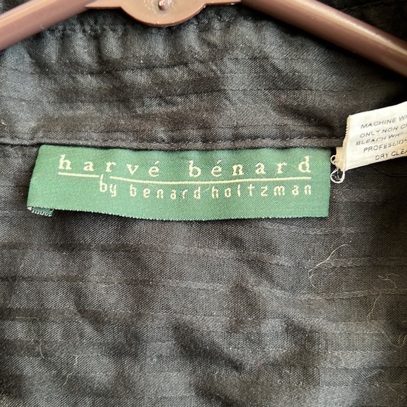 Women’s XL semi-sheer black on black striped button down blouse - Picture 2 of 2